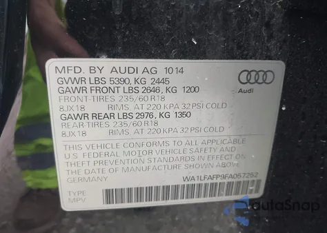 2015 Audi Q5 2.0T Premium from USA, damaged, VIN WA1LFAFP9FA057252